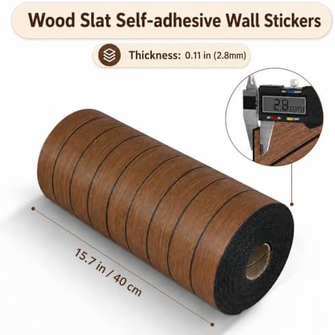 Peel and Stick Wood Slat Wall Panels, 118 x 15.7 in - Image 3