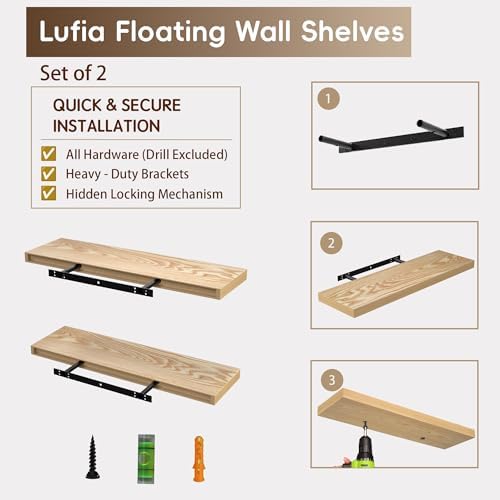 Lufia Floating Wall Shelves, MDF - Image 3