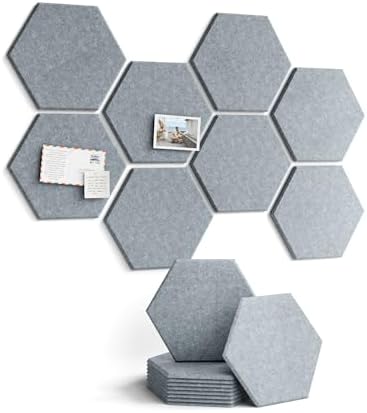 Fluxynara 8-Pack Hexagon Felt Bulletin Board Tiles, Slate Gray by FLUXYNARA