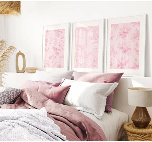 Baccone Pink Floral Wall Art Chinoiserie Flower Wall Decor Pictures Aesthetic - Image 4