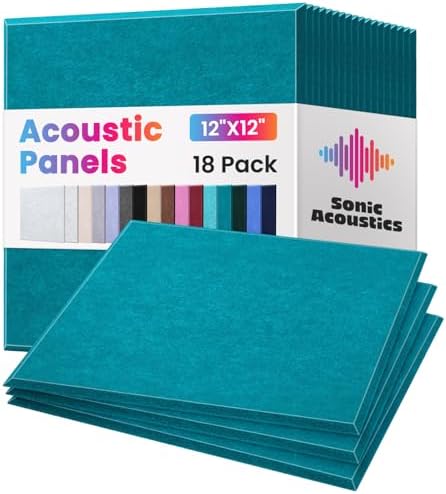 18 Pack Acoustic Panels Self Adhesive Sound absorbing Wall Panels, High Density by SonicAcoustics