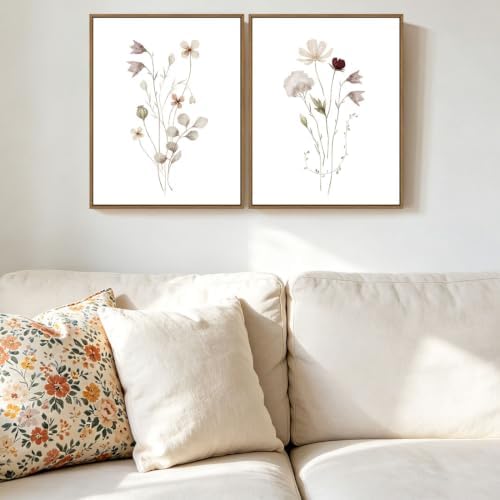 Neutral Wildflower Wall Art 11x14 Inch Watercolor Botanical Floral Painting - Image 4