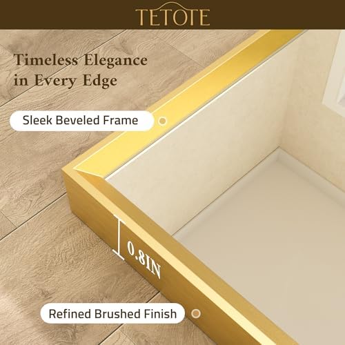 TETOTE Brushed Brass Bathroom Mirror 22" x 30" Brushed Gold Rectangle Beveled - Image 2