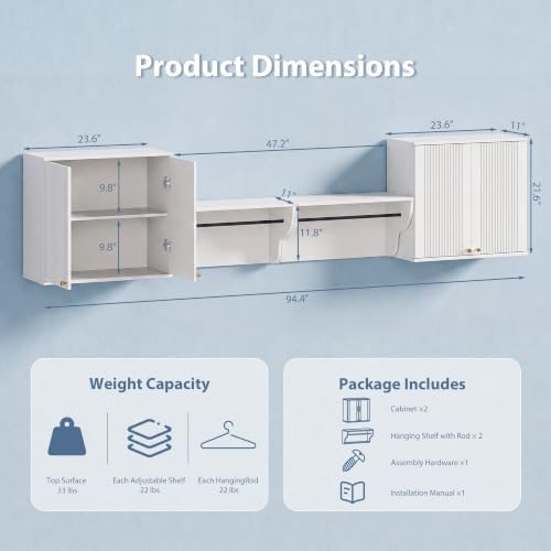 94" W Laundry Room Wall Cabinets 4-Piece Wall Mounted Storage Cabinet Set - Image 3