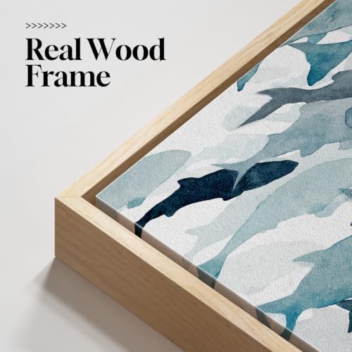Extra Large 3 Piece Framed Blue White Coastal Fish Wall Art - Image 5