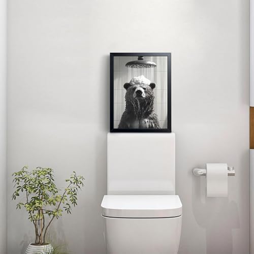 XYHYRA Funny Bear Bathroom Wall Art, Cute Bear Taking Bath Poster, Modern - Image 4