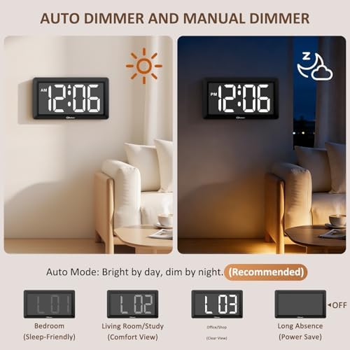Soobest 9.5 Inch Digital Wall Clock Battery Operated, LED Large Display - Image 5