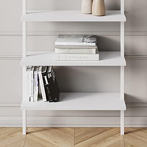 Nathan James Theo 6-Shelf Tall Modern Bookshelf, Wall Mount Ladder Shelf - Image 7