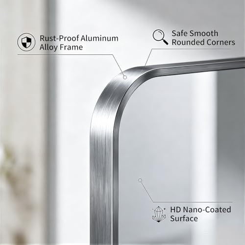 Bathroom Mirror, 30X48 Inch Black Metal Framed Mirror - Image 2