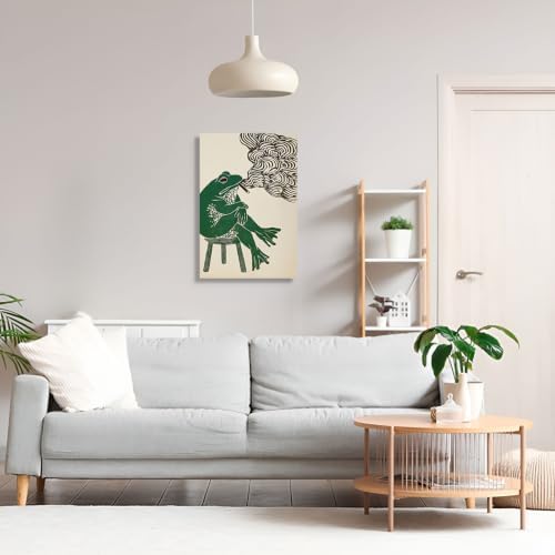 Unframed Smoking Frog Canvas Wall Art 16x20in - Image 6