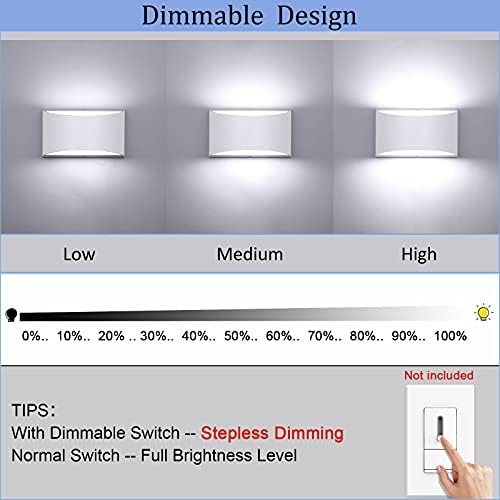 Lightess LED Wall Sconce White, Indoor Dimmable - Image 3