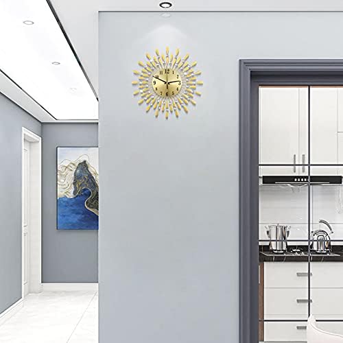 24 INCH Gold Large Wall Clock for Living Room Decor, Non-Ticking Quiet Metal - Image 4