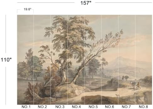 Rustic Watercolor Tree Landscape Wallpaper Peel and Stick - Image 5