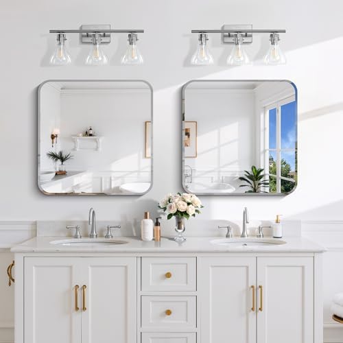CILIBER Beveled Mirror, 24x24 Square Bathroom Mirror Rounded Corner, 3mm - Image 2