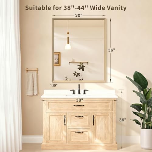 Oak Wood Effect Framed Wall Mirror, 30x36 Rectangle Mirror - Image 2