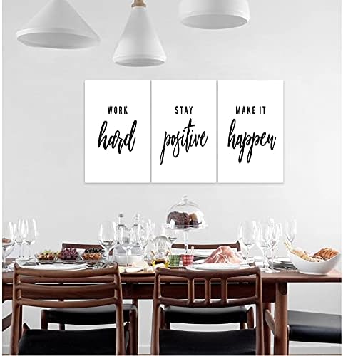 3 Piece Inspirational Wall Art, Quote Work Stay Make It Canvas Print - Image 2