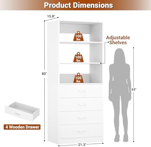 Aheaplus Closet Drawers System, 21.3" Wood Closet Organizer - Image 3
