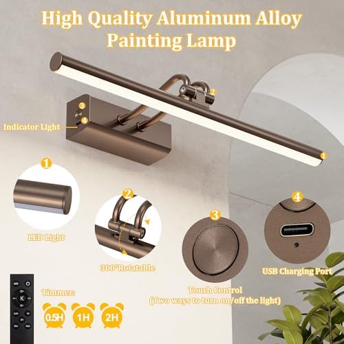 Picture Lights for Wall, Rechargeable, RF Remote - Image 3