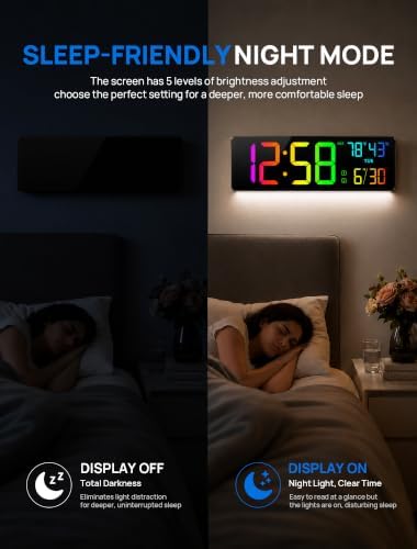 RGB Large Digital Wall Clock, 15.7" Digital Clock Large Display - Image 6