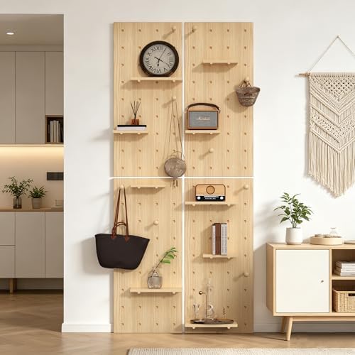 AMSXNOO Large Wood Pegboard Wall Organizer Kits, 31.5X70.9IN/80X180CM by AMSXNOO