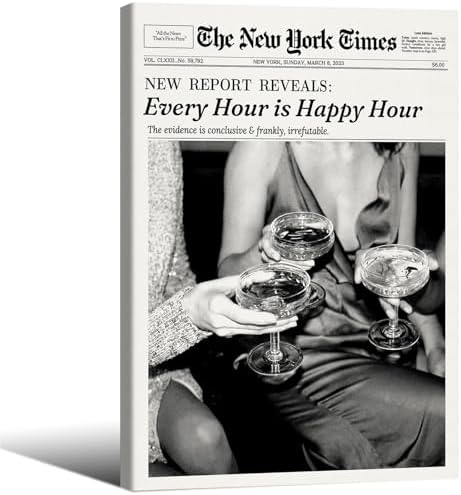 Retro Black and White Newspaper Wall Art 20x30inch Wooden Framed Every Hour Is by Unknown