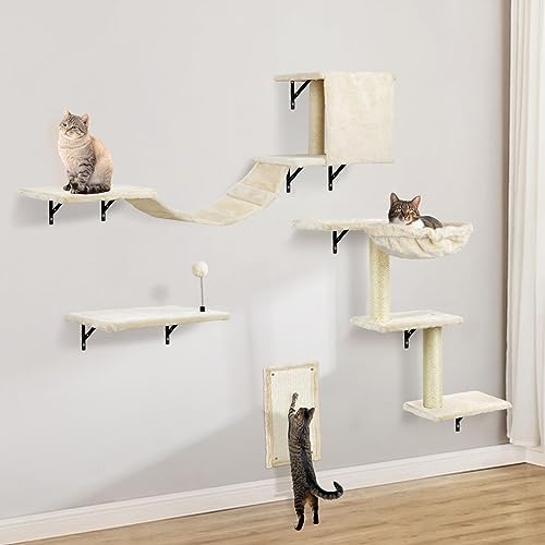 Cat Wall Shelves, Space-Saving Wall-Mounted Cat Climbing Set by Unknown