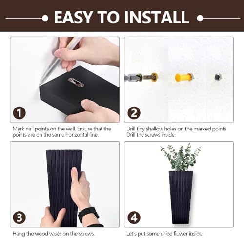 2PCS Wood Wall Planter for Indoor Plants, Wooden Hanging Planter for Dried - Image 5
