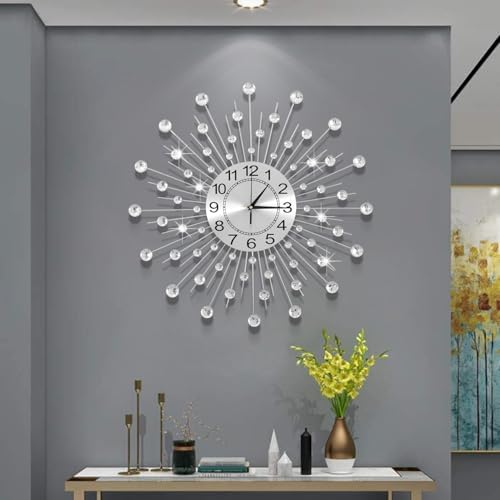 Large Wall Clock for Living Room Decor Non-Ticking Quiet Metal Quartz Clocks by FMTADDecorativeWallClocks