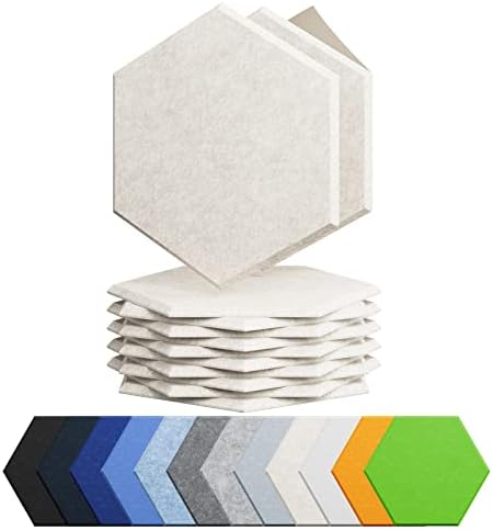 12 Pack Hexagon Acoustic Panels Self Adhesive Sound Proof Foam by Amantech