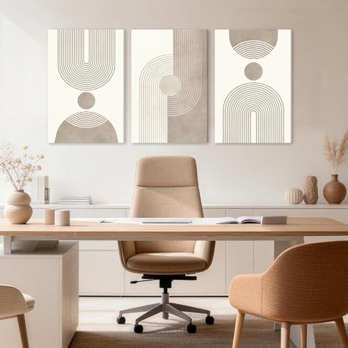 EJPFOGV Triptych Abstract Geometric Wrapped Canvas Wall Art 20x30 inches x3 - Image 2