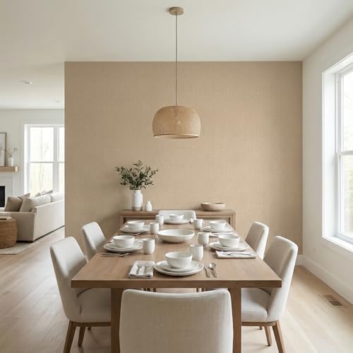 WADILE Grasscloth Peel and Stick Wallpaper 23.6 x 472 in Khaki - Image 4