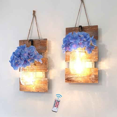 Rustic Wall Hanging Sconces Set of 2, Rustic Brown by LiveinspiredLiveBesuerte