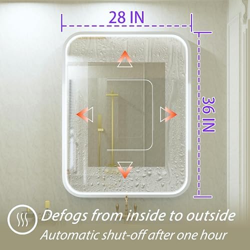 28"x36" Silver LED Bathroom Mirror - Image 3