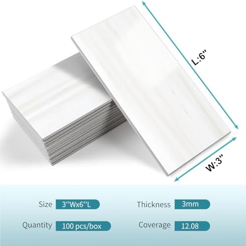 Vamos Tile 100-Piece Glossy Dolomite White Peel and Stick Backsplash Tile - Image 6