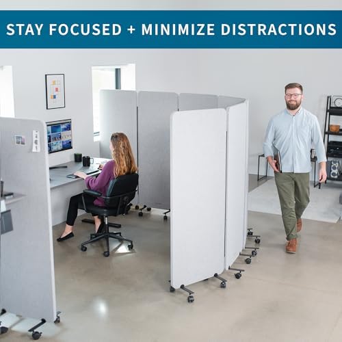 VIVO Freestanding 72 x 66 inch Privacy Panel, Mobile Cubicle Divider, x3 24 - Image 5
