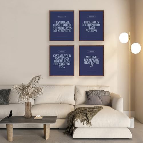 Locomiss Navy Blue Christian Modern Bible Verse Wall Art Decor Posters - Image 6