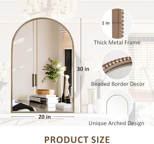 Antique Gold Arched Wall Mirror 20"x30" - Image 2