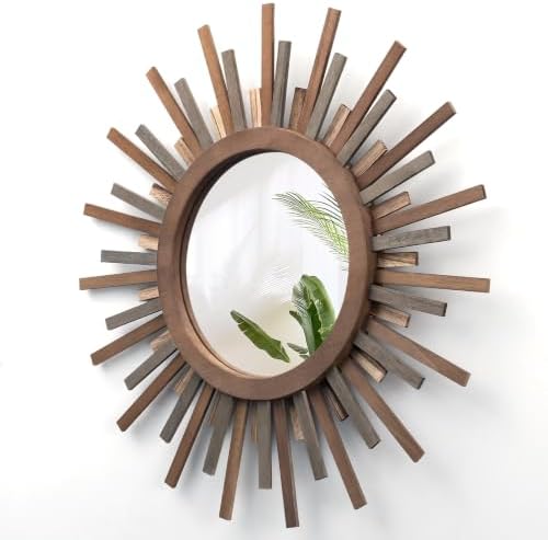 24 Inch Boho Sunburst Mirror, Decorative Rustic Farmhouse Wall Decor by Makelifemorewonderful