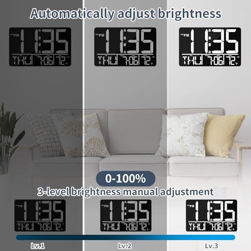 PERSUPER 13" Digital Wall Clock Large Display - Image 3