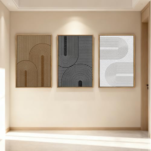 Extra Large Abstract Modern Wall Art Framed Dark Wall Painting Neutral Print - Image 7