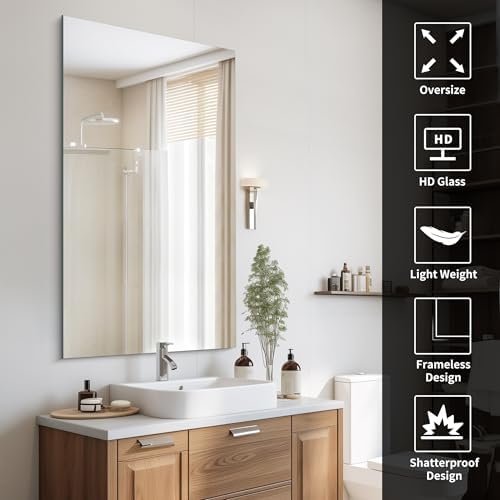 CILIBER Frameless Mirror, 30x55 Rectangle Bathroom Mirrors - Image 5