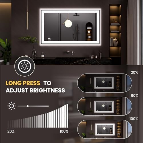 LOAAO 48"X28" LED Bathroom Mirror Black Framed - Image 3