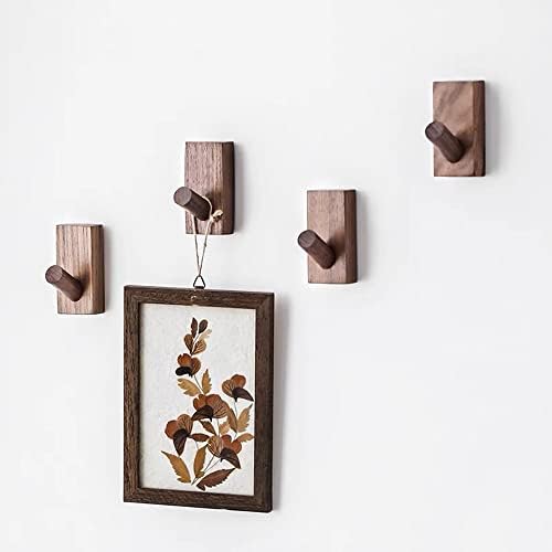 HomeDo Adhesive Wood Wall Hooks, Decorative Coat Hooks Hat Rack, Walnut 5P - Image 3