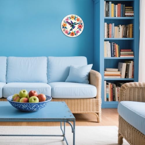 peacoblue Hummingbird Flowers Wall Clocks Battery Operated - Image 3