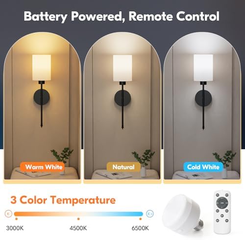 NIORSUN 20.67 inch Battery Operated Wall Sconce Set of 2, 9 Colors Wireless - Image 2