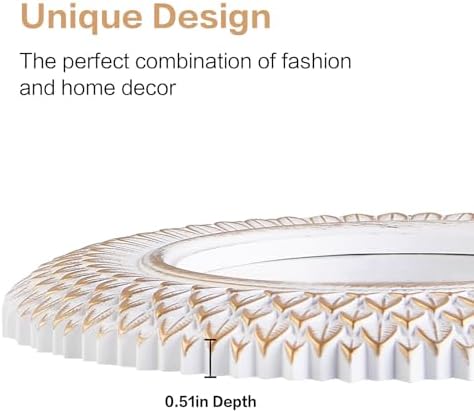 Decorative Wall Mirror, Round White Mirror, 10 x 10in - Image 4