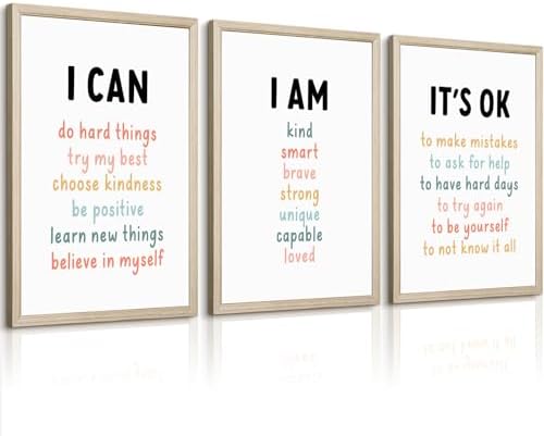 Kids Affirmation Wall Art Positive Canvas Wall Decor Inspirational Quotes by Unknown