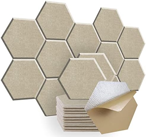 SHJADE 12 Pack Acoustic Panel Self-Adhesive, Hexagon Sound Proof Padding by SHJADE