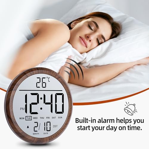 8" Round LCD Digital Wall Clock Battery Operated - Image 5