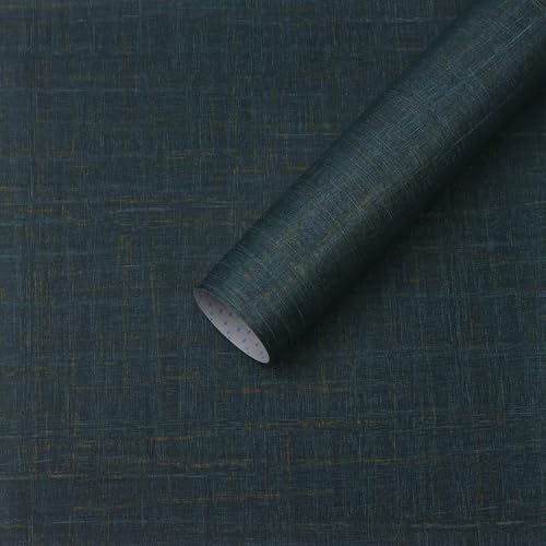 Dimoon 393” x 17.3” Blue Contact Paper Grasscloth Peel and Stick Wallpaper by DIYYOURMOON